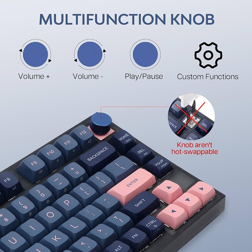 GK75 ゲーミングキーボード Win/Mac対応(GK75 Blue) SKYLOONG GK75 Knob Keyboard - BluePink(Optical)